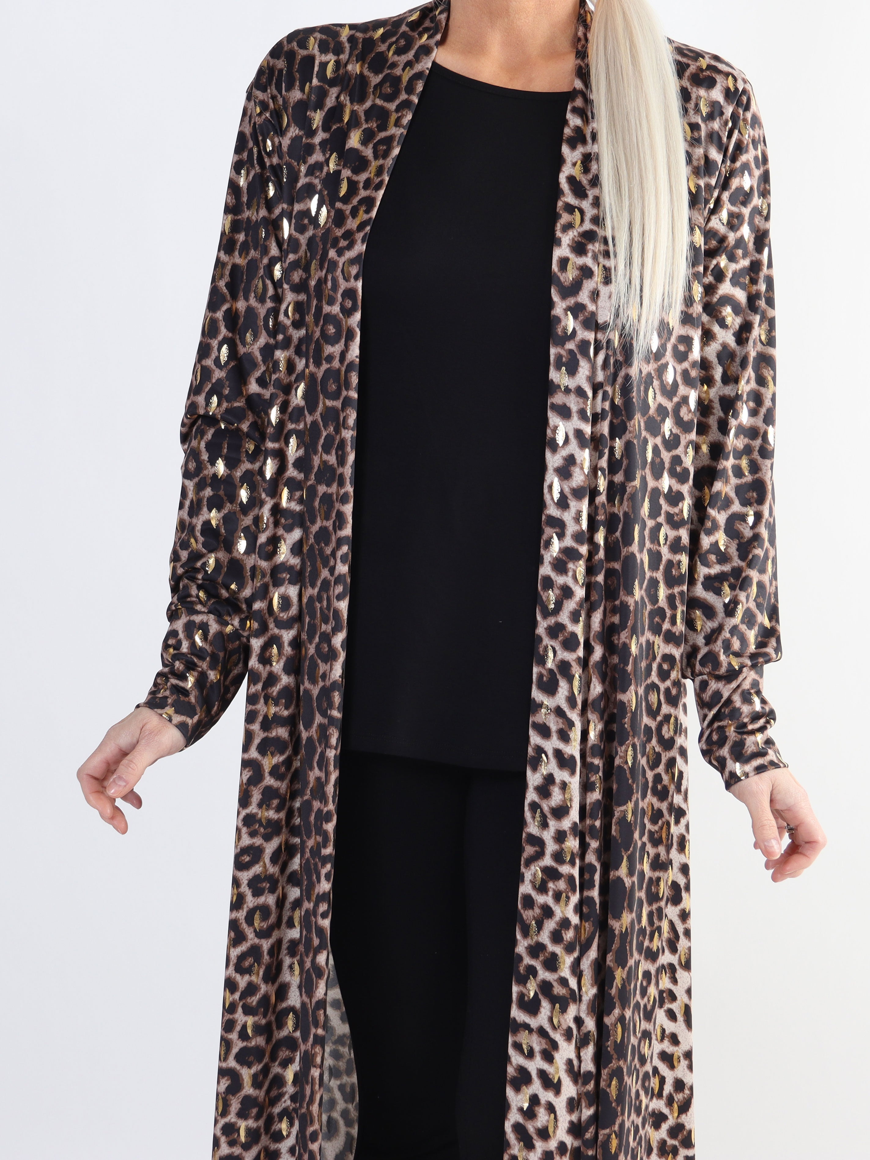 Mikkala Animal - Elastisk plus size cardigan med print